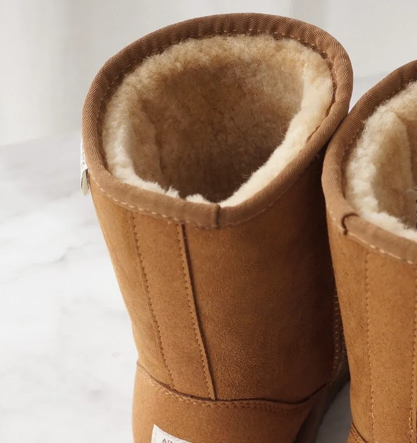 100% Australian Sheepskin UGG 3/4 Boots Moccasins Slippers Shoes Classic - Chestnut