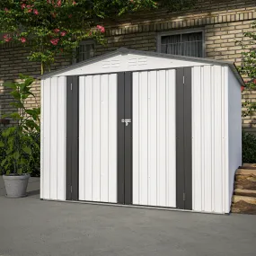 8 x 6 ft Outdoor Storage Shed, All Weather Metal Sheds with 2