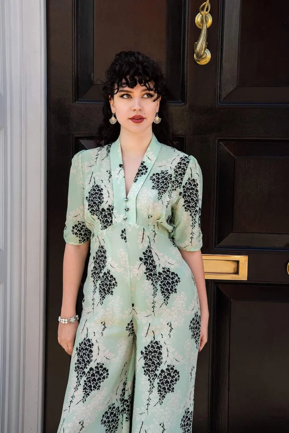 Alana jumpsuit in aqua Wisteria print