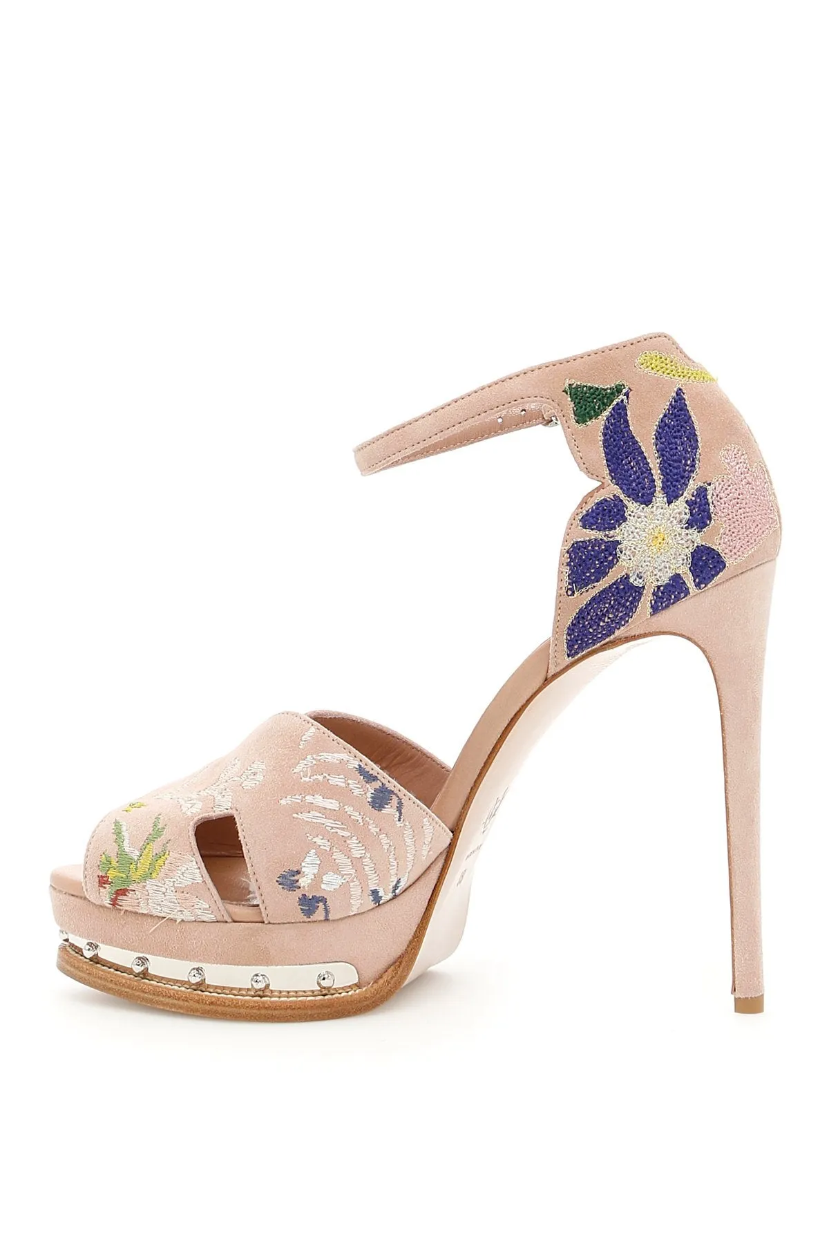 Alexander McQueen Hobnail Floral Print Sandals