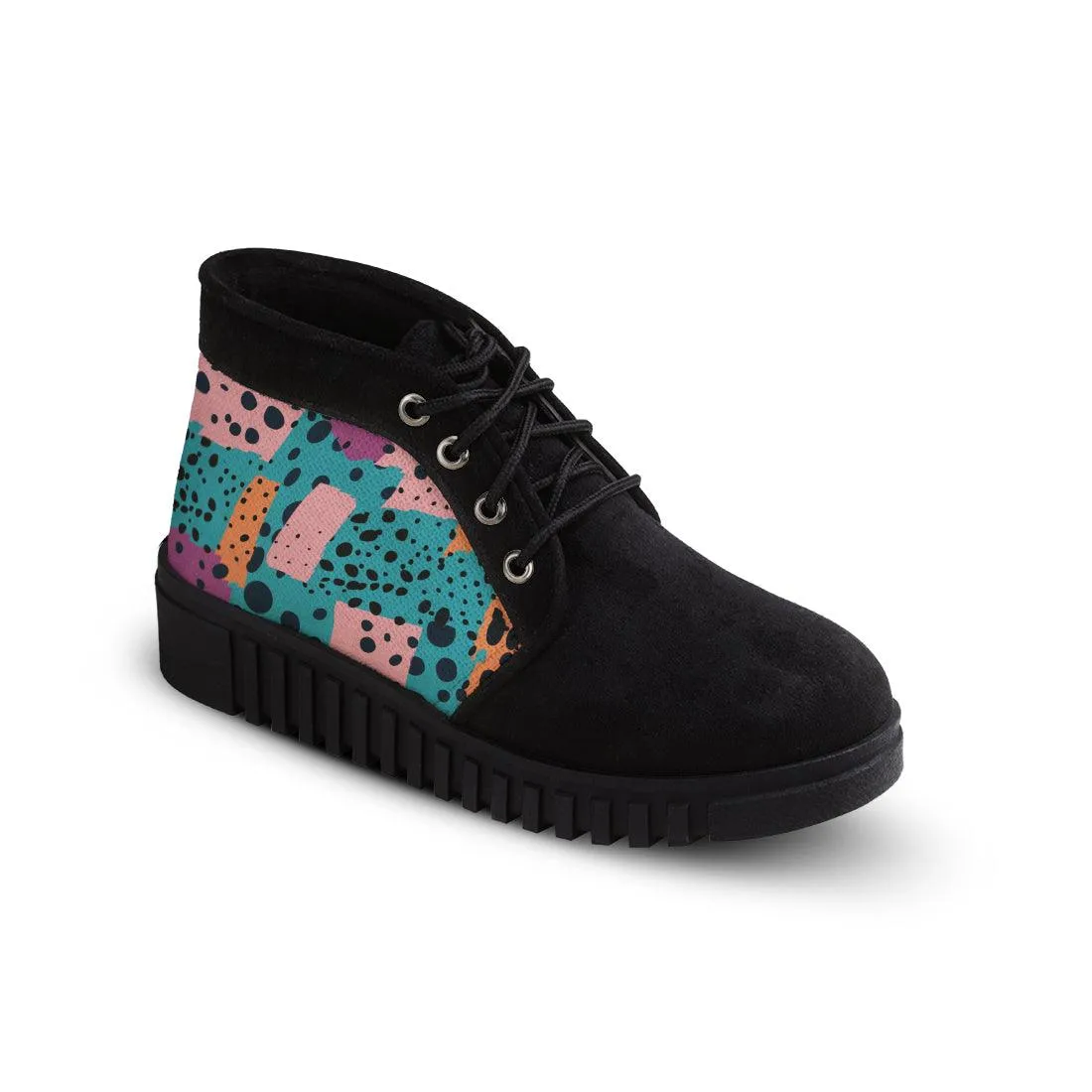 Black Bootie Geometric Forms