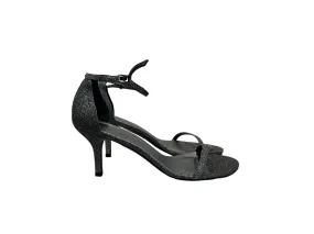 Black Stuart Weitzman Glitter Ankle Strap Heels Size 8.5