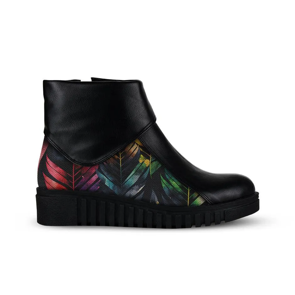 Block Boots Colorful Leafs
