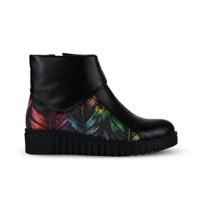 Block Boots Colorful Leafs