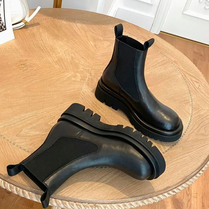 Camel Brown Chelsea Boots Thick Sole