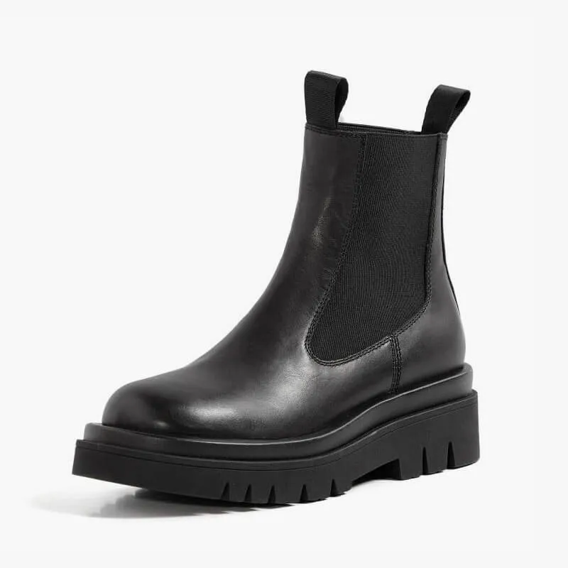 Camel Brown Chelsea Boots Thick Sole