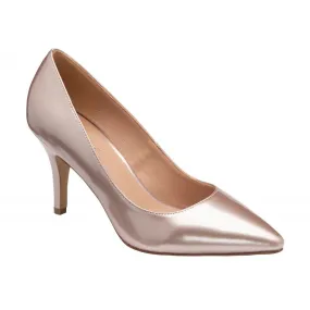 Chic and Sleek Pink Pearl Patent Mid-Heel Court Shoe