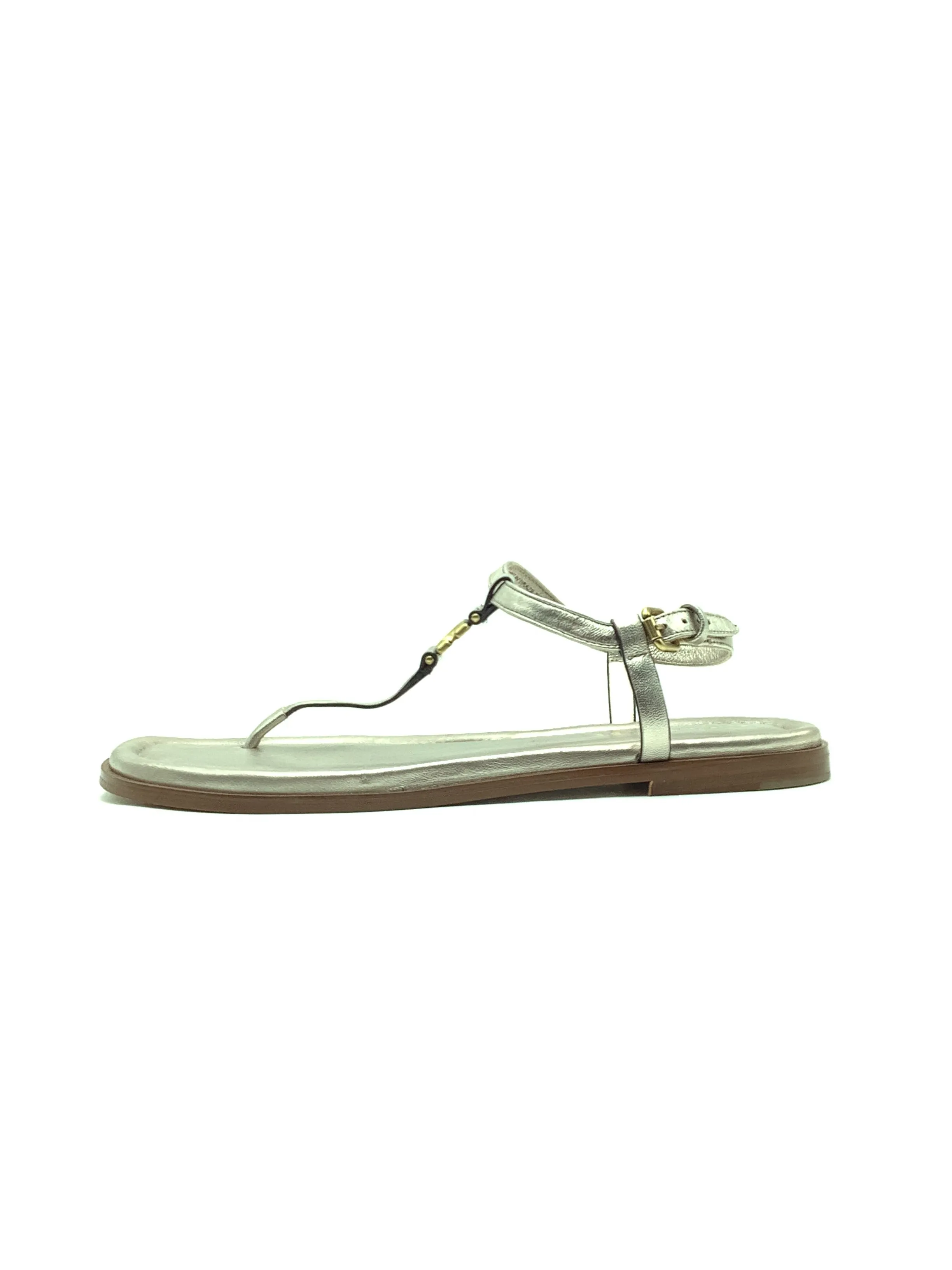 Coach Jessica Flat Leather Sandals Champagne Size: 8
