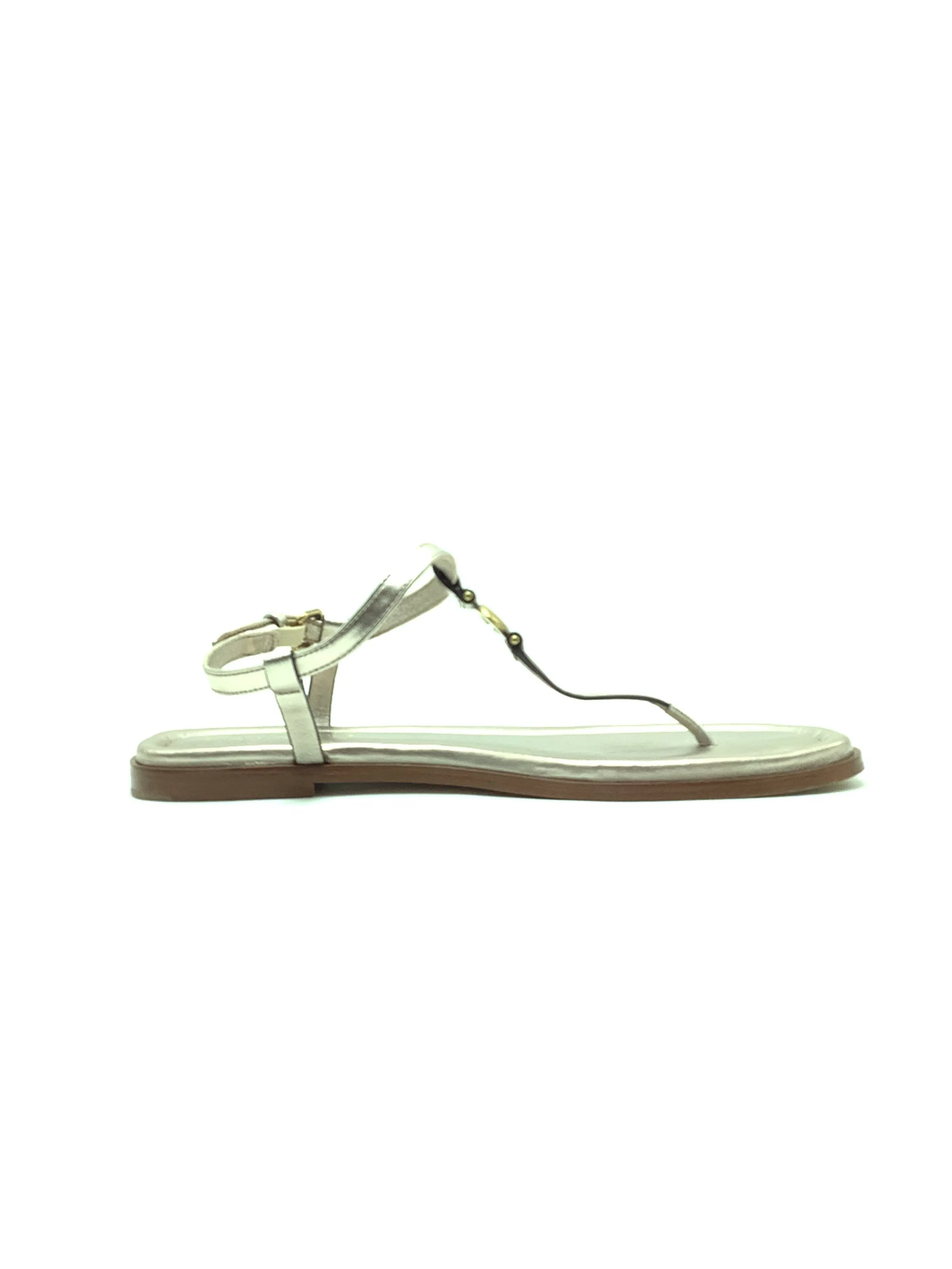 Coach Jessica Flat Leather Sandals Champagne Size: 8