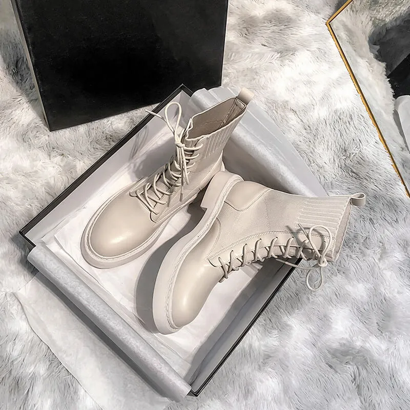 Cream Boujee Style Martens British Boots