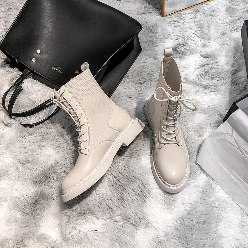 Cream Boujee Style Martens British Boots
