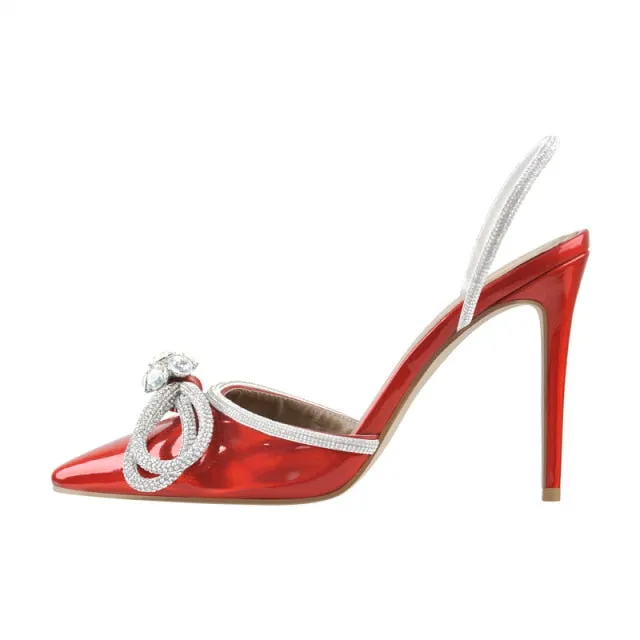 Crystal Butterfly Shiny Thin Heels Sandals