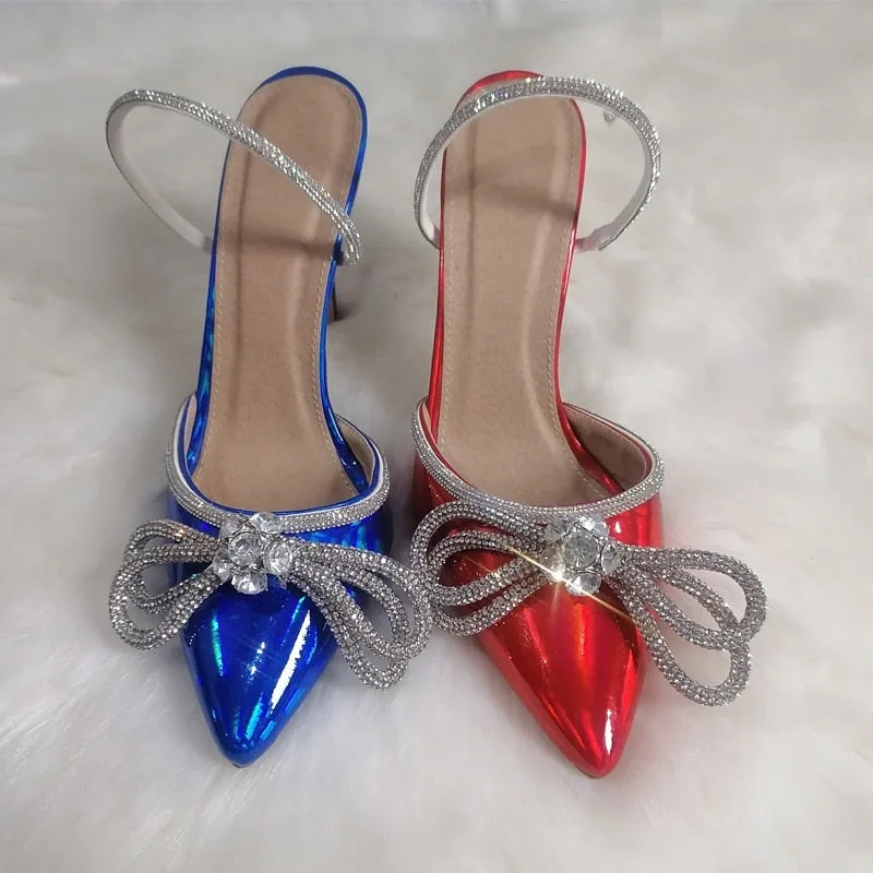 Crystal Butterfly Shiny Thin Heels Sandals