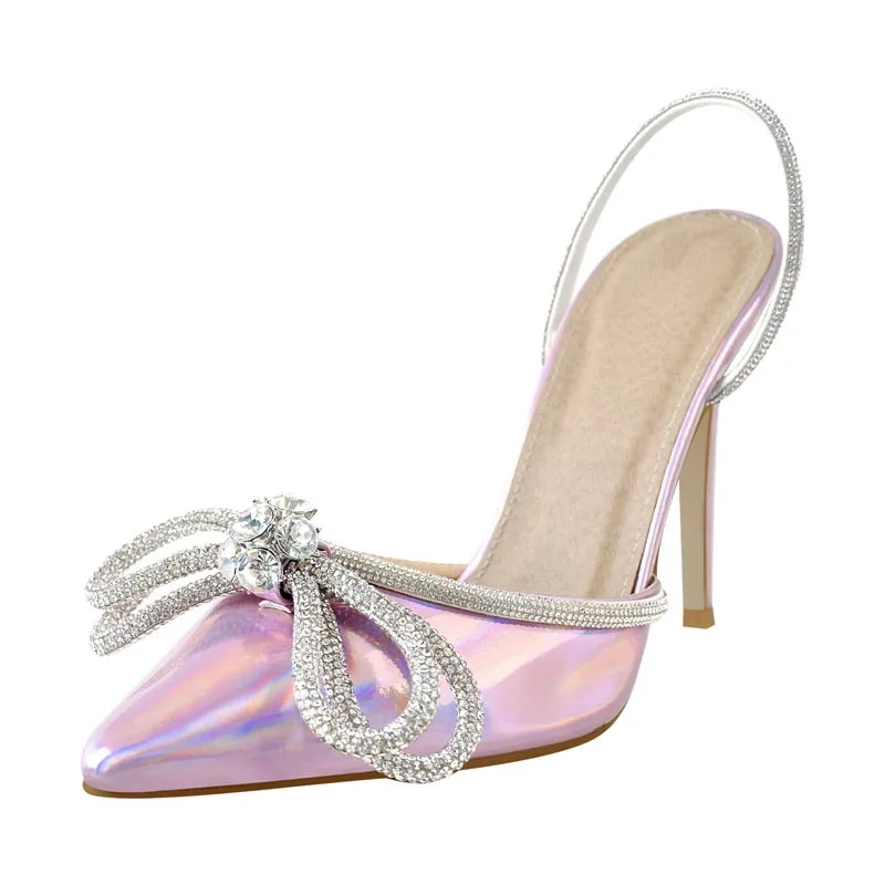 Crystal Butterfly Shiny Thin Heels Sandals