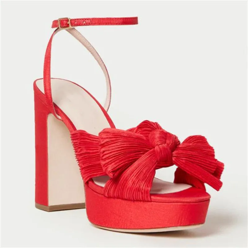 Fashion Bow Elegant Heel Sandals