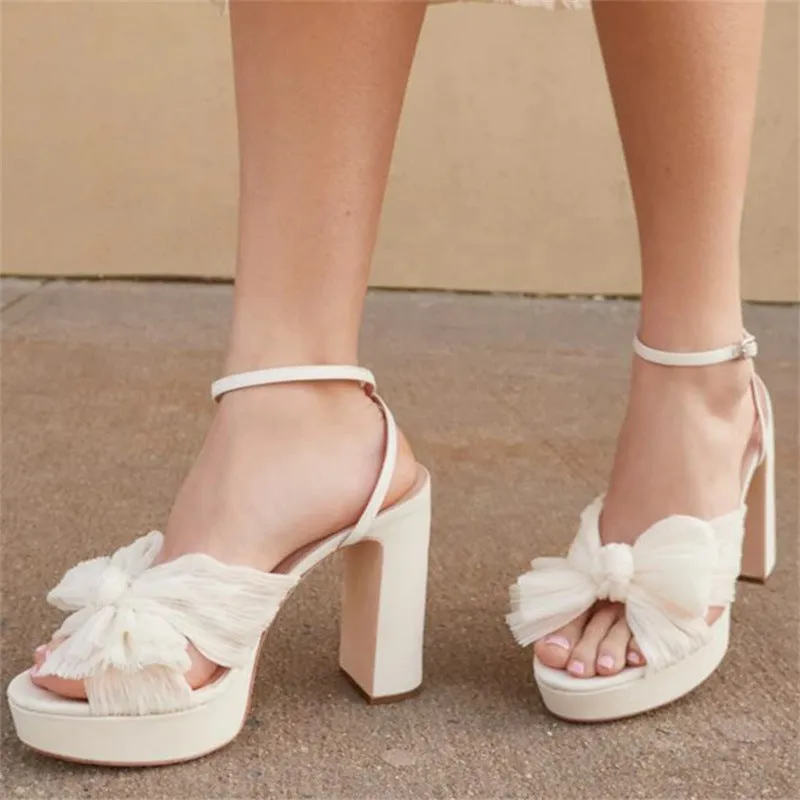 Fashion Bow Elegant Heel Sandals