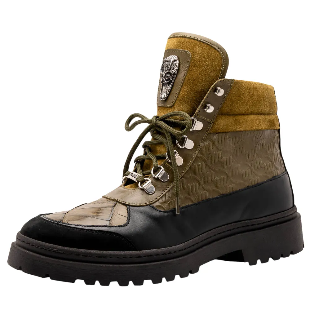 Mauri 3271 Nabuk/ Nappa/ Baby Croc/ Nappa Embossed Black/ Money Green