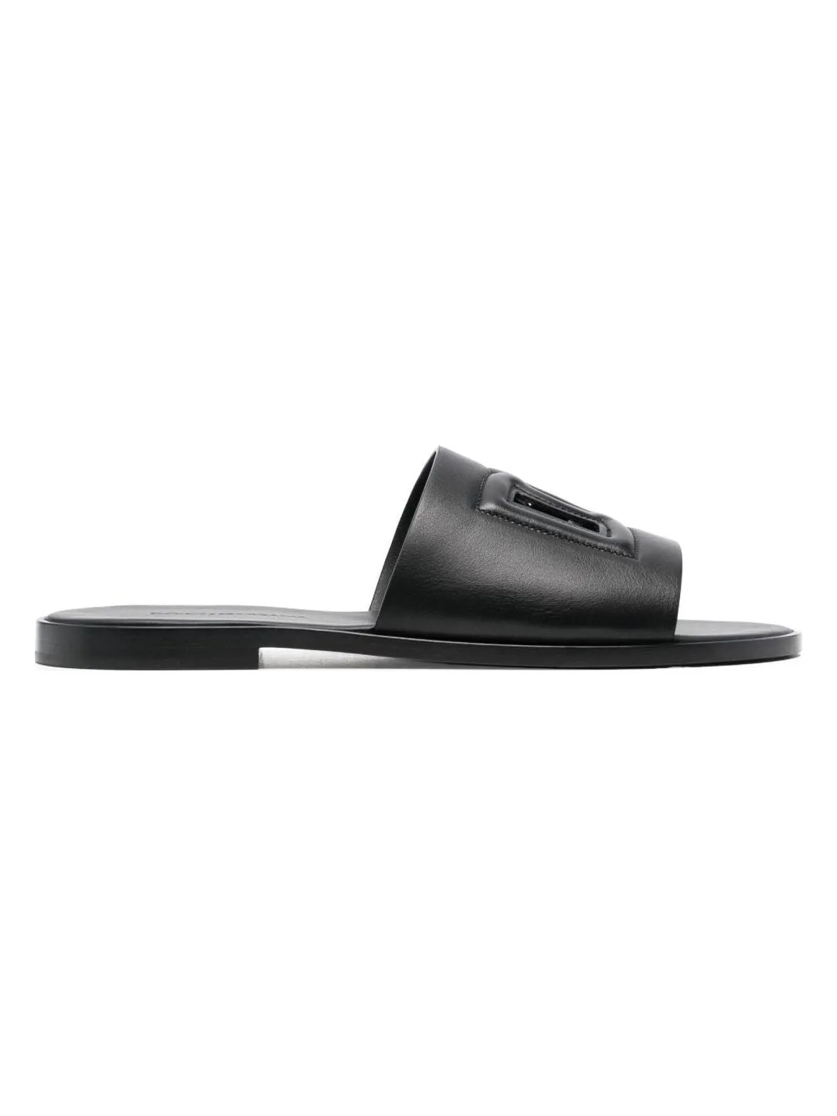 Men's Dg Leather Flat Sandals in Black | Size 40 | A80397AO60280999