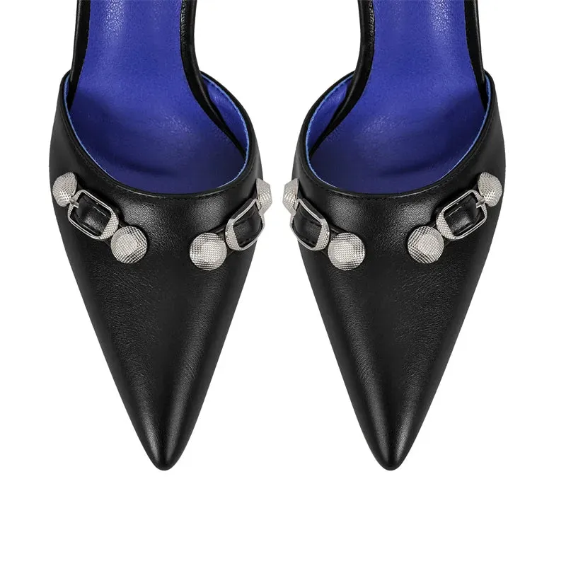 Pointed Toe Ankle Strap Buckle Pumps Thin High Heel Shoes