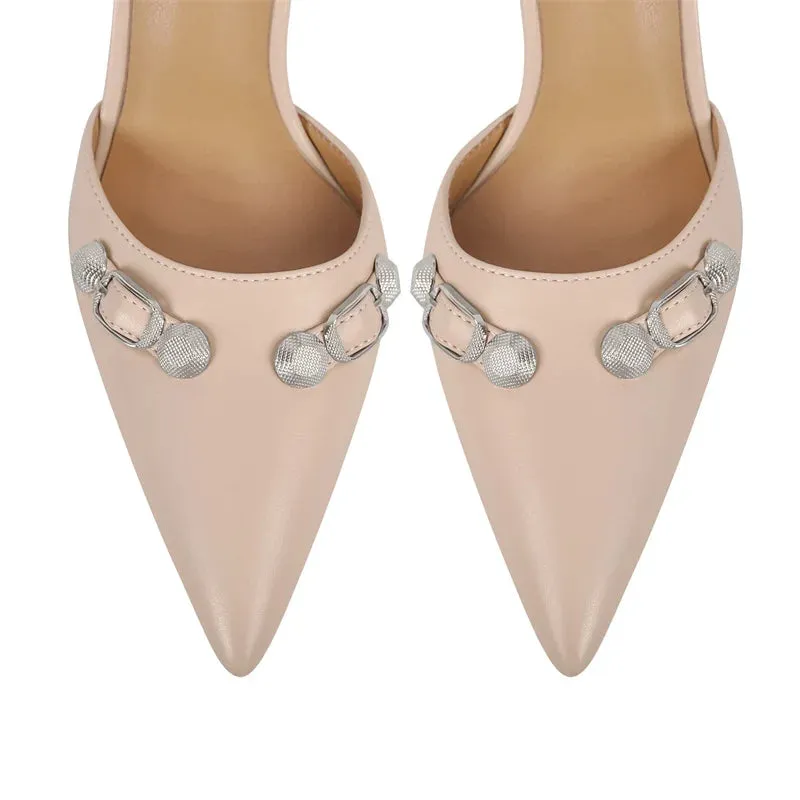Pointed Toe Ankle Strap Buckle Pumps Thin High Heel Shoes