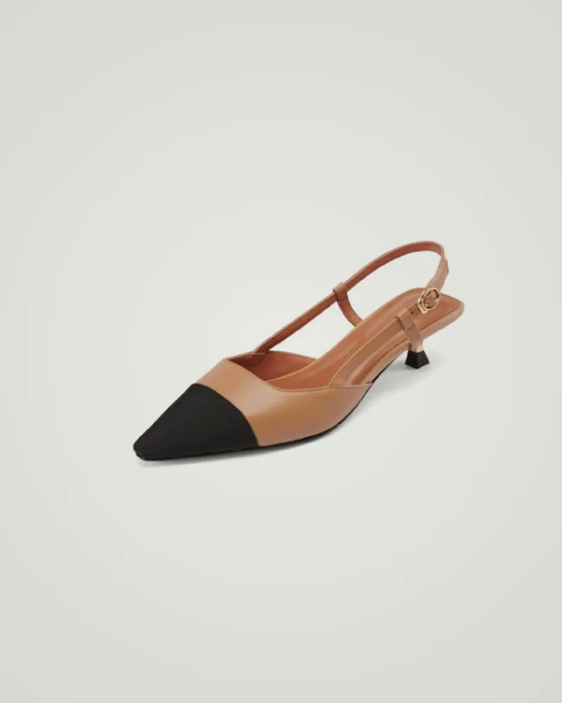 Pointed Toe Colorblock Slingback Heels