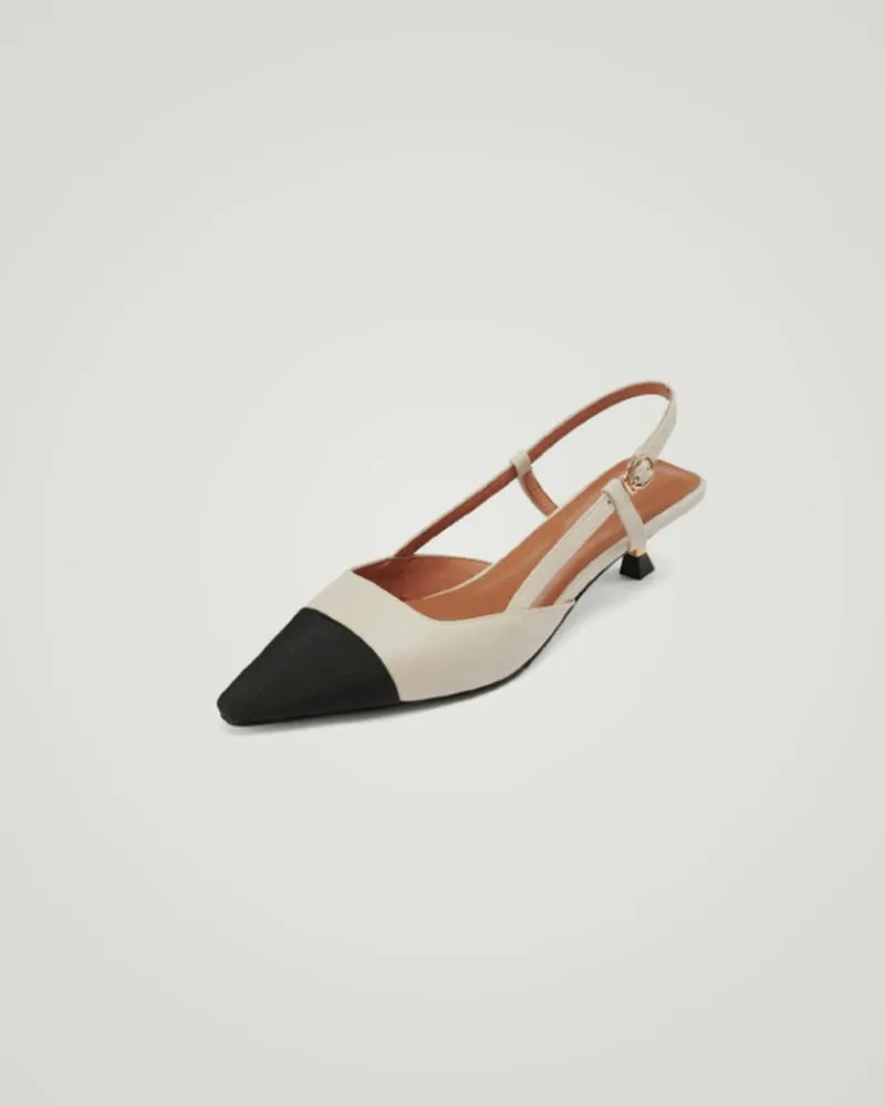 Pointed Toe Colorblock Slingback Heels