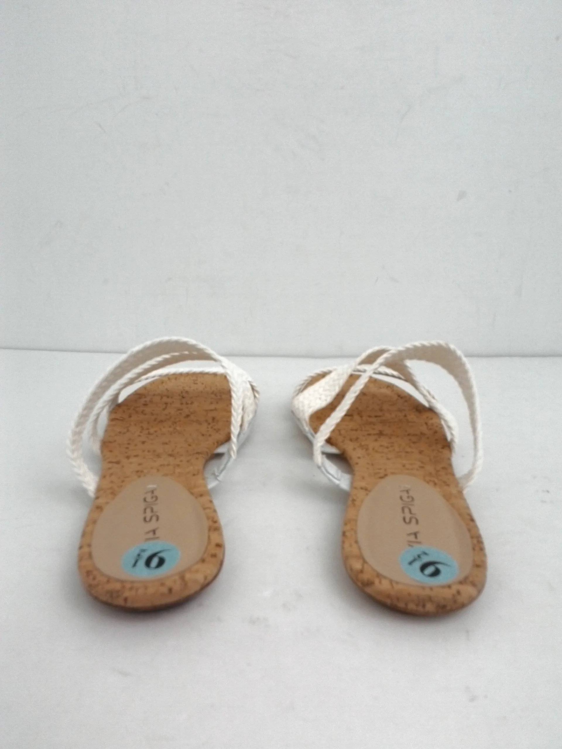 Via Spiga Women's White Leather Flat Sandals Size 9.5 M