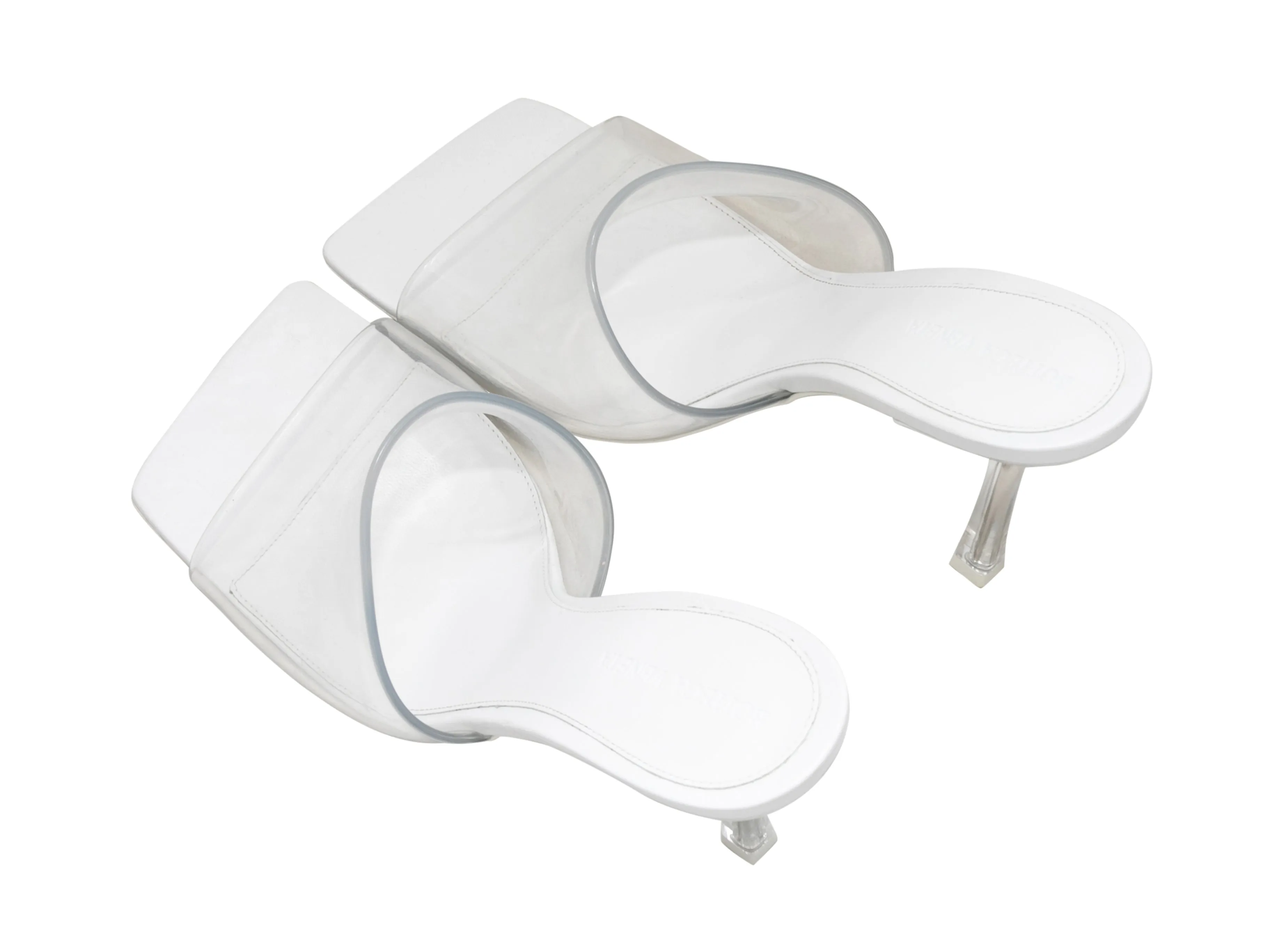 White & Clear Bottega Veneta PVC Heeled Slide Sandals Size 40