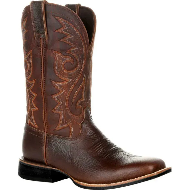 Women Boots Mid Calf Western Cowboy Motorcycle Boots Male Outdoor Boots Retro Designed Men Shoes