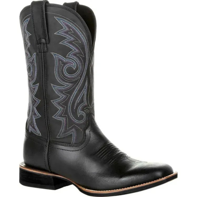 Women Boots Mid Calf Western Cowboy Motorcycle Boots Male Outdoor Boots Retro Designed Men Shoes