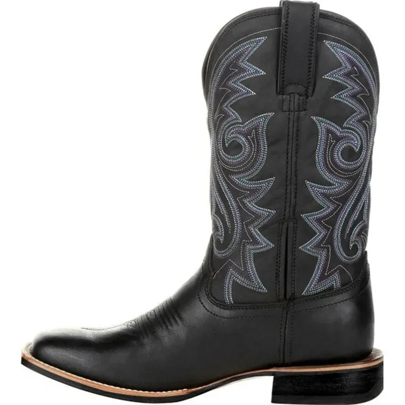 Women Boots Mid Calf Western Cowboy Motorcycle Boots Male Outdoor Boots Retro Designed Men Shoes