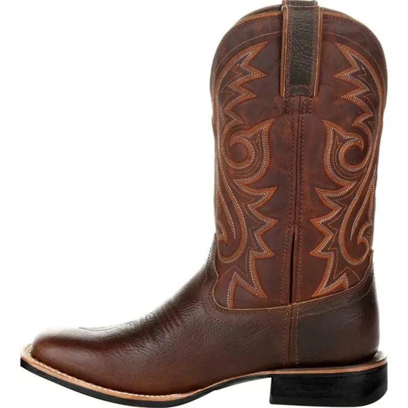 Women Boots Mid Calf Western Cowboy Motorcycle Boots Male Outdoor Boots Retro Designed Men Shoes