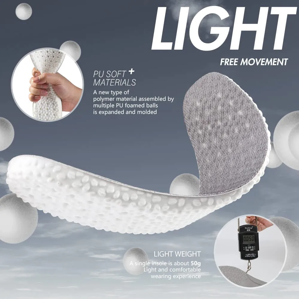XINIFOOT 3 Pairs Shock Absorption Flexible Replacement Insoles | E-TPU Elastic Inserts