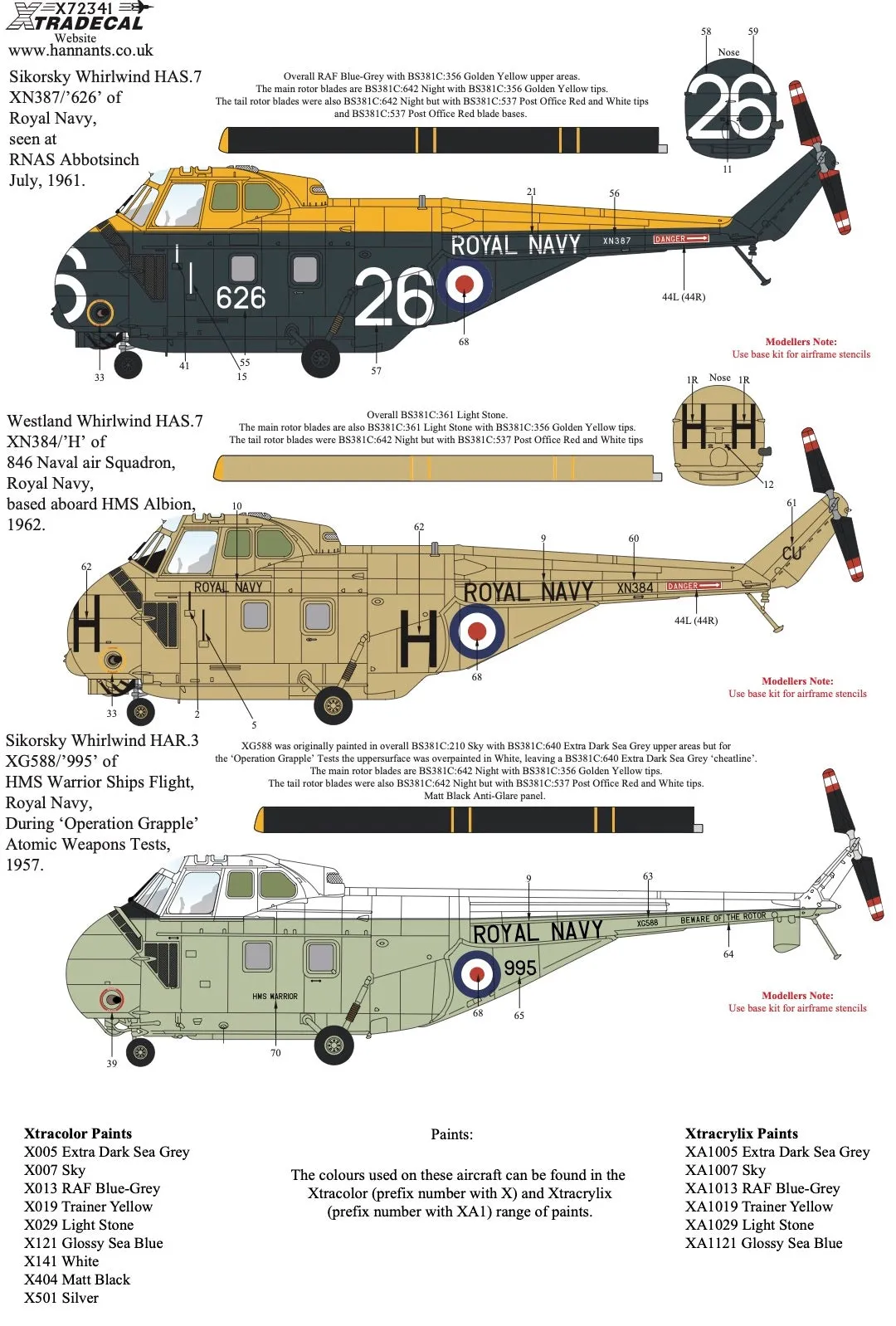 Xtradecal X72341 Westland Whirlwind Collection 1/72